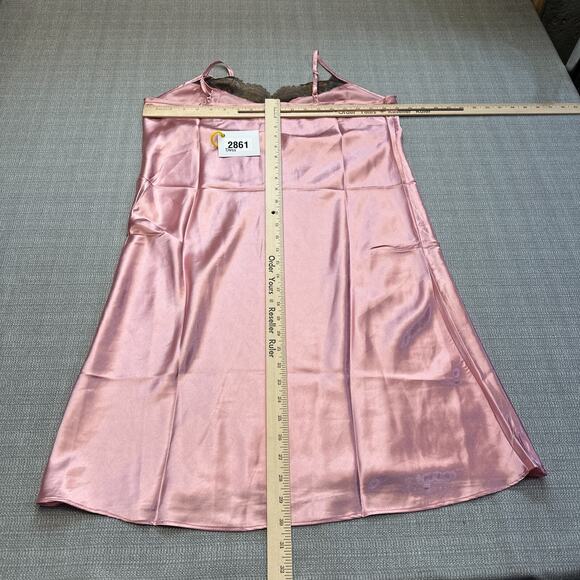 Satin Slip‎ Dress Medium Fairy Pink Grunge Y2K Coquette Romantic Nightie Lace* - Picture 3 of 9